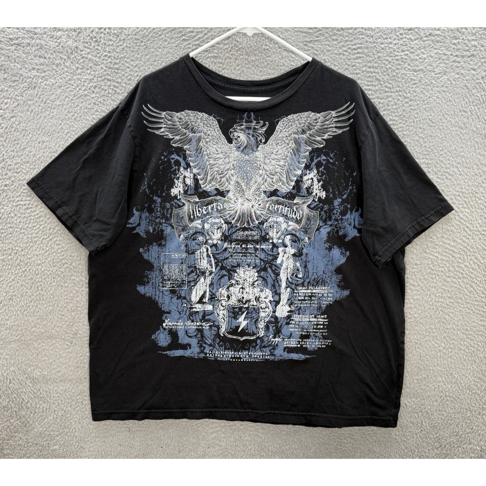 Vintage No Boundaries Shirt Adult 2XL Black Crewneck Affliction Style Faded Y2K